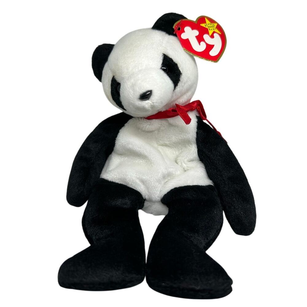 TY BEANIE BABIES FORTUNE the PANDA 1998 Plush Stuffed Animal & Card
